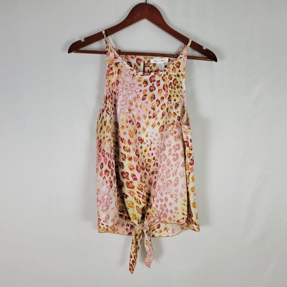 Miley & Molly Womens Blouse Small‎ Top Multicolored Sleeveless Front Tied Hem
